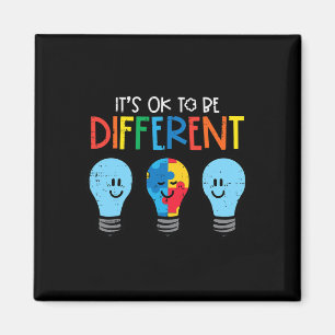 Autism Ok To Be Different Light Bulb Awareness Men Magnet