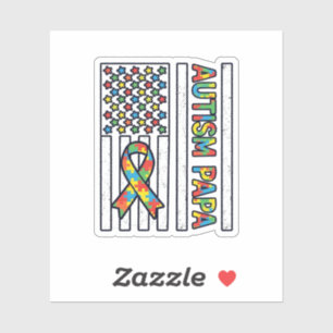 Autism Papa Flag Ribbon Puzzle Piece Shirt Design_