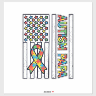 Autism Papa Flag Ribbon Puzzle Piece Shirt Design_