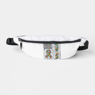 Autism Papa Flag Ribbon Puzzle Piece Shirt Design_ Bum Bags