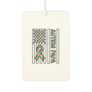 Autism Papa Flag Ribbon Puzzle Piece Shirt Design_ Car Air Freshener