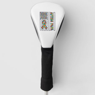 Autism Papa Flag Ribbon Puzzle Piece Shirt Design_ Golf Head Cover