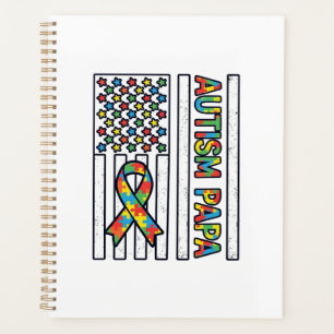 Autism Papa Flag Ribbon Puzzle Piece Shirt Design_ Planner