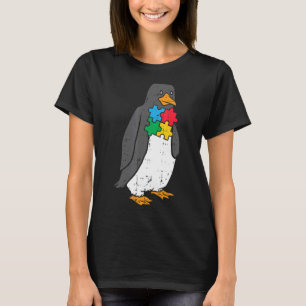 Autism Penguin Puzzle Cute ASD Awareness Men Women T-Shirt