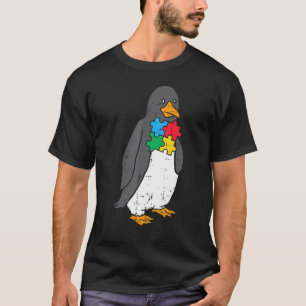 Autism Penguin Puzzle Cute ASD Awareness Men Women T-Shirt