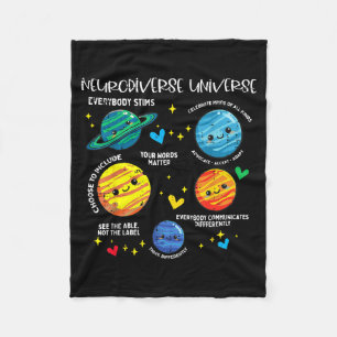 Autism Planet Neurodiverse Universe Awareness Kids Fleece Blanket