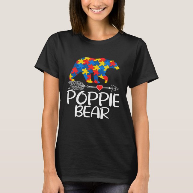 Autism Poppie Bear Autistic Support Autism Awarene T-Shirt (Front)