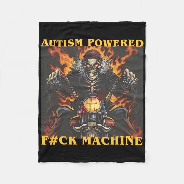 Autism Powered F#ck Machine Funny Skeleton Meme  Fleece Blanket (Front)