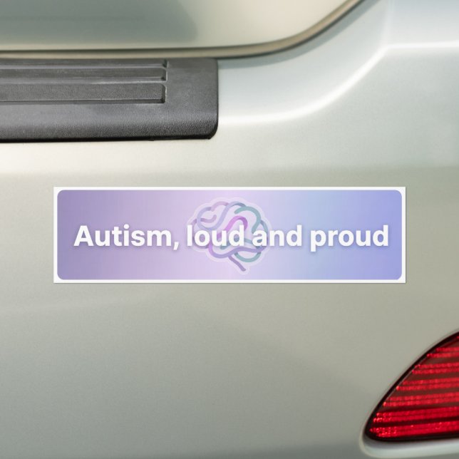 Autism Pride Loud & Proud Modern Purple Bumper Sticker (On Car)