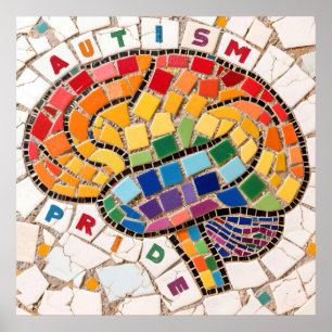 Autism Pride Mosaic Brain Neurodiversity Awareness Poster