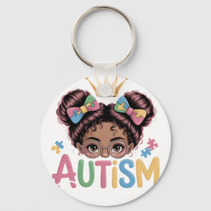 Autism Princess Afro Girls Bow Daughter Autism Awa Key Ring