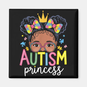 Autism Princess Afro Girls Bow Daughter Autism Awa Magnet
