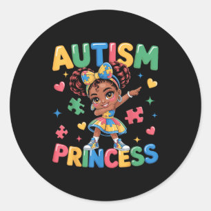 Autism princess coquette bow daughter autism classic round sticker