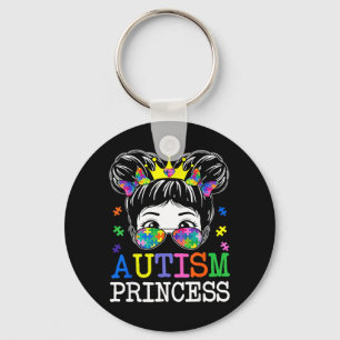 Autism Princess Messy Bun Puzzle Autism Awareness Key Ring