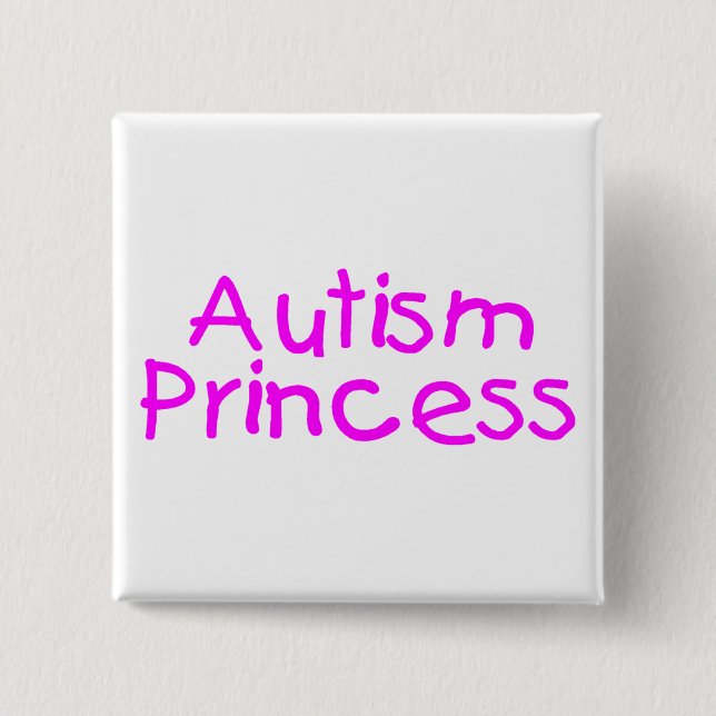 Autism Princess (Pink) 15 Cm Square Badge (Front)