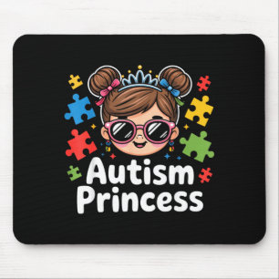 Autism Princess Puzzle Piece Girl Awareness Design Mouse Pad