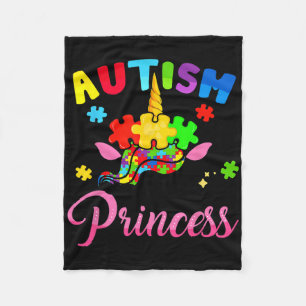 Autism Princess Unicorn Autism Awareness Kids Girl Fleece Blanket