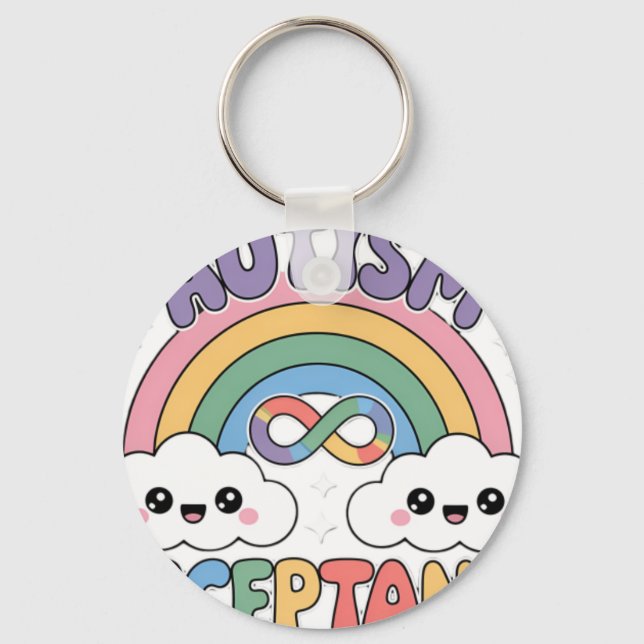 Autism Pro Acceptance Rainbow with Infinity Symbo Key Ring (Front)
