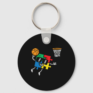 Autism Puzzle Bysketbyll Dunk Awareness Toddler Bo Key Ring