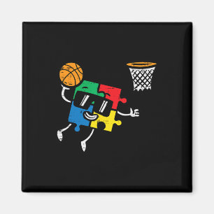Autism Puzzle Bysketbyll Dunk Awareness Toddler Bo Magnet