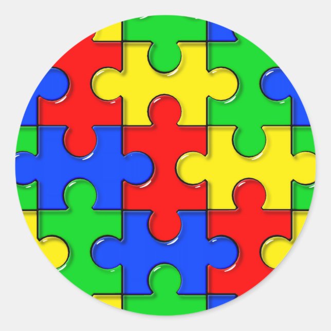 Autism Puzzle Classic Round Sticker (Front)