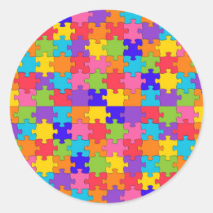 autism puzzle classic round sticker