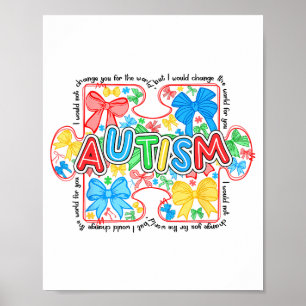 Autism Puzzle Coquette Bow Ribbon Autism Awareness Poster