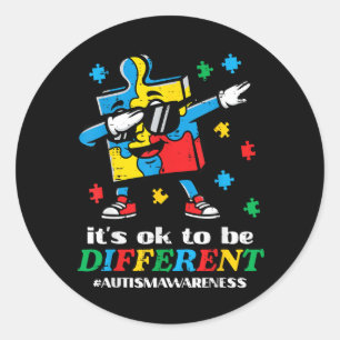 Autism Puzzle Dab to Be Different ASD Awareness Classic Round Sticker