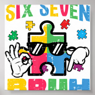 Autism Puzzle Hand Six Seven Bru Poster