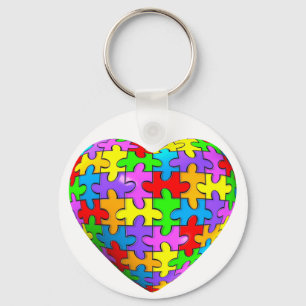 Autism Puzzle Heart Key Ring