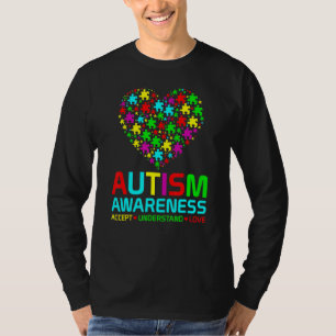 Autism Puzzle Heart Love Accept Understand Autism  T-Shirt