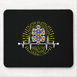 Autism Puzzle Heartbeat Autism Awareness T Shirt Mouse Pad