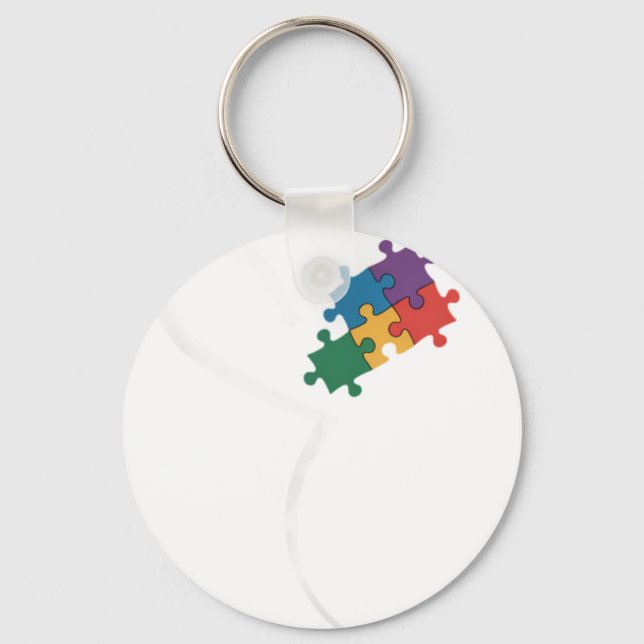 Autism Puzzle Love Autism Awarenes Key Ring (Front)