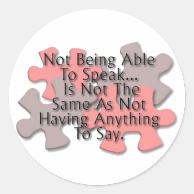 "Autism Puzzle: Not Speaking" Classic Round Sticker (Front)