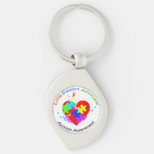 Autism Puzzle on Heart Key Ring
