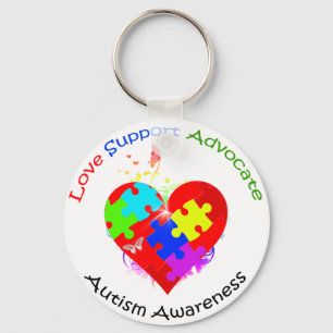 Autism Puzzle on Heart Key Ring