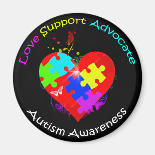 Autism Puzzle on Heart Magnet
