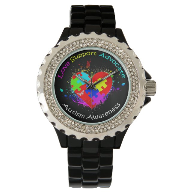 Autism Puzzle on Heart Watch (Front)