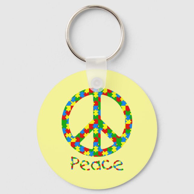 Autism Puzzle Peace Symbol Key Ring (Front)