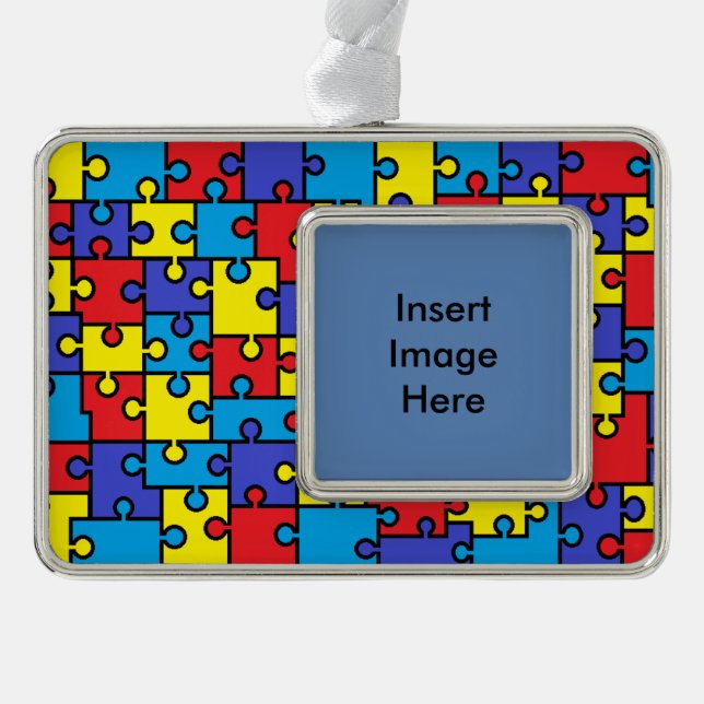 Autism Puzzle Photo Ornament (Front)