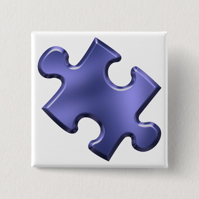 Autism Puzzle Piece Blue 15 Cm Square Badge (Front)