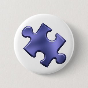 Autism Puzzle Piece Blue 6 Cm Round Badge