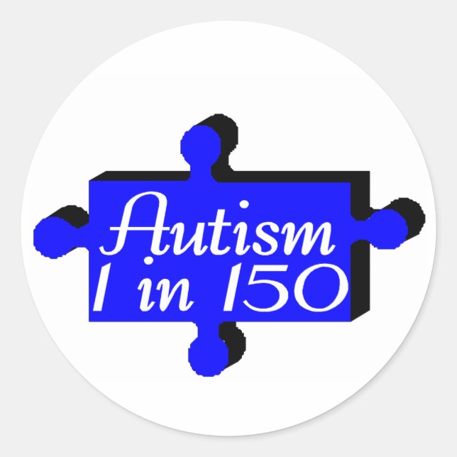Autism Puzzle Piece Blue Classic Round Sticker (Front)