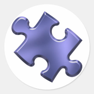 Autism Puzzle Piece Blue Classic Round Sticker