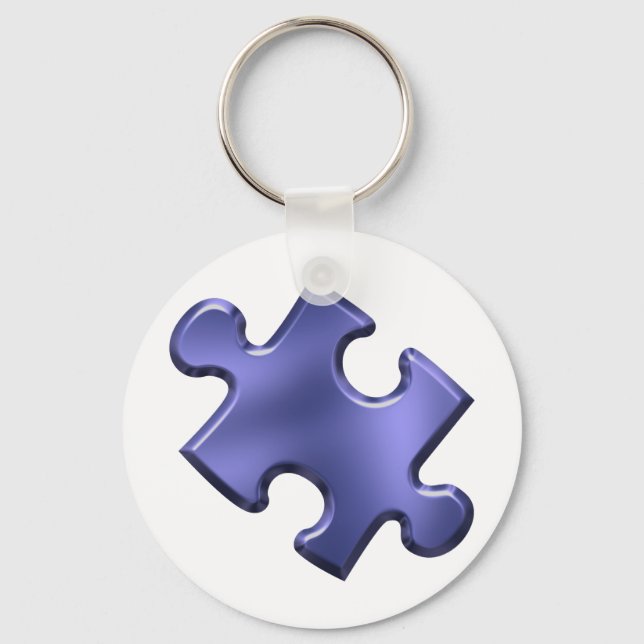 Autism Puzzle Piece Blue Key Ring (Front)