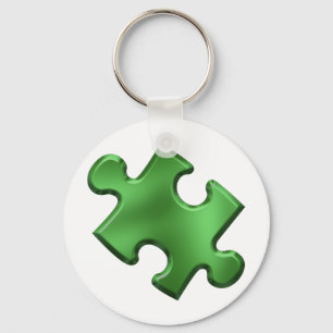 Autism Puzzle Piece Green Key Ring