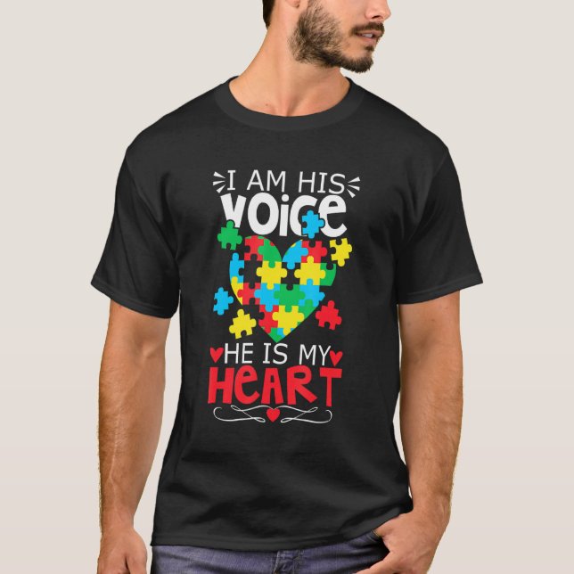 Autism Puzzle Piece Heart I Am His Voice Women's A T-Shirt (Front)