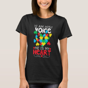 Autism Puzzle Piece Heart I Am His Voice Women's A T-Shirt