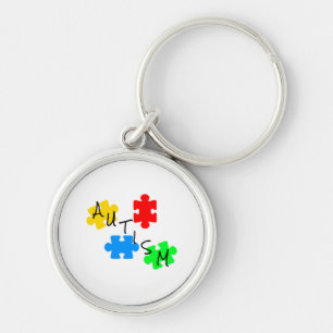 Autism puzzle piece key ring
