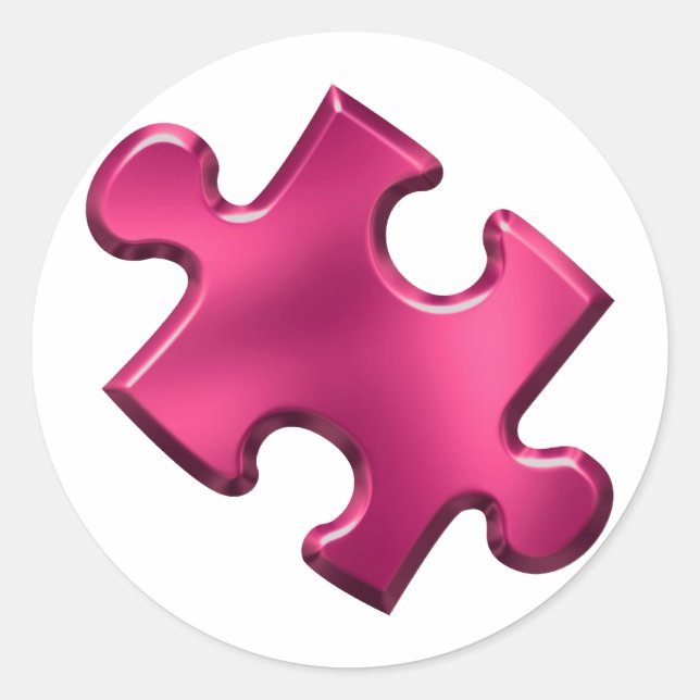 Autism Puzzle Piece Pink Classic Round Sticker (Front)